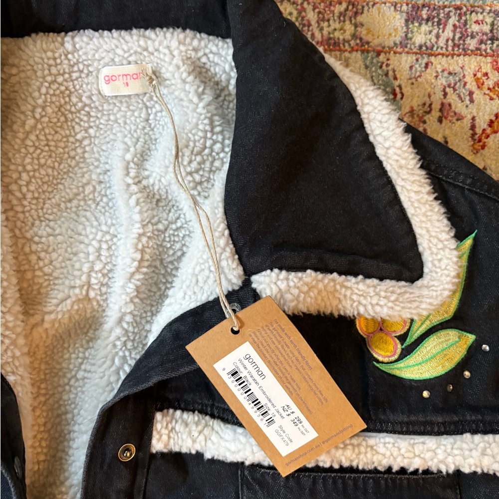 Gorman Black Denim Sherpa Lined Jacket with Floral Embroidery - Picture 7 of 7